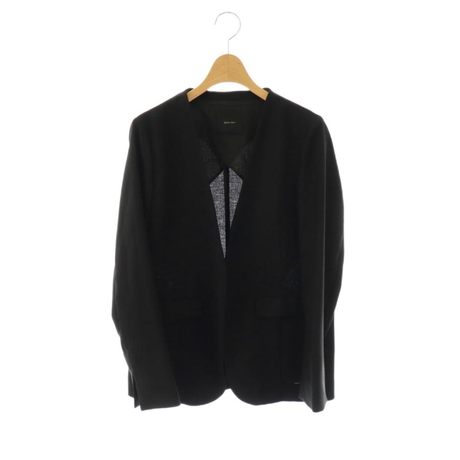 【中古】スピック&スパン Spick&Span 25SS ドライクロスハーフスリーブジャケット ノーカラー 38 ブラック /HK ■OS スピック&スパン Spick&Span 25SS ドライクロスハーフスリーブ