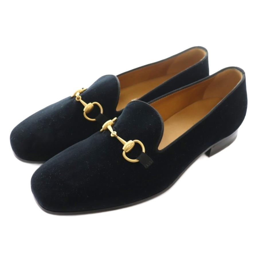 GUCCI（グッチ） GUCCI 23SS ホースビットローファー ベロア 6.5 黒