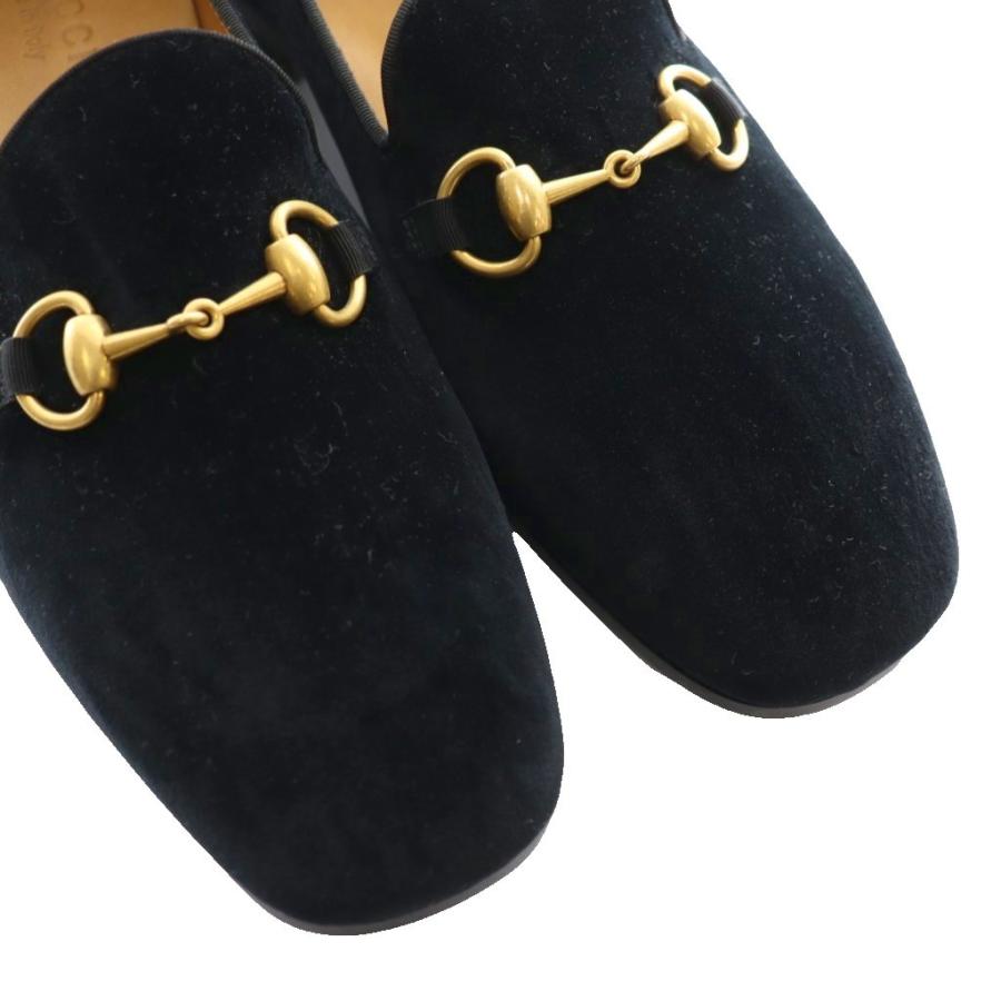 GUCCI（グッチ） GUCCI 23SS ホースビットローファー ベロア 6.5 黒