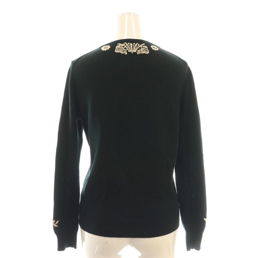 【美品】ケイタマルヤマ　花柄　刺繍　ニットカーディガン サイズ2 黒 美品】ケイタマルヤマ 花柄 刺繍 ニットカーディガン サイズ2 黒 美品