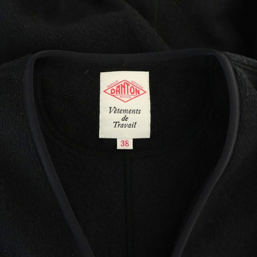 【中古】ダントン DANTON MR12-111-02 ノーカラーフリースジャケット カーディガン 38 濃紺 /NR ■OS メンズ ダントン DANTON MR12-111-02 ノーカラーフリースジャケット