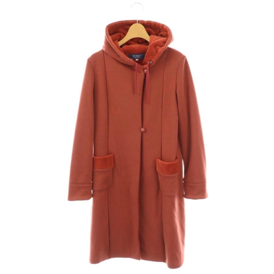 【中古】エムズグレイシー 裏起毛フード付きコート アウター ロング 38 ブラウンレッド /DO ■OS レディース M'S GRACY フード付きロングコート 38 エムズグレイシー M'S GRACY 裏