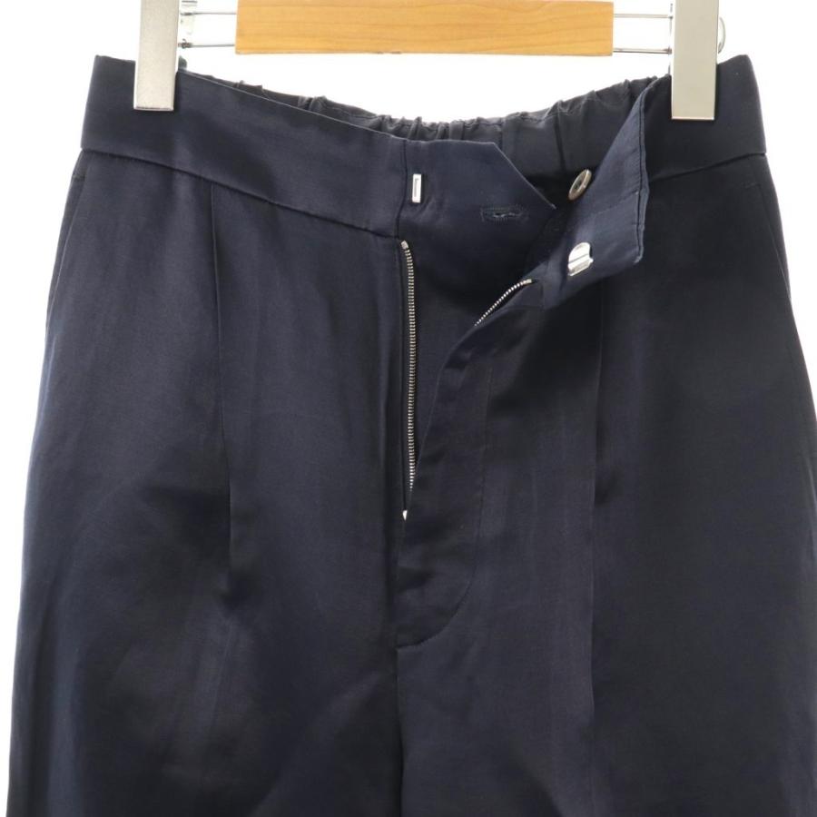 BLAMINK タックパンツ ネイビー ブラミンク ブラミンク BLAMINK シルクリネンパンツ タック ジッパーフライ 36