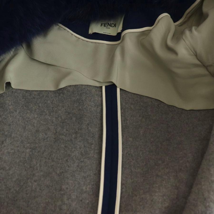 【中古】フェンディ FENDI フォックスファーコート チェスター アウター ウール I38 紺 ネイビー /NR ■OS レディース FENDI（フェンディ） フォックスファーコート チェスター アウター