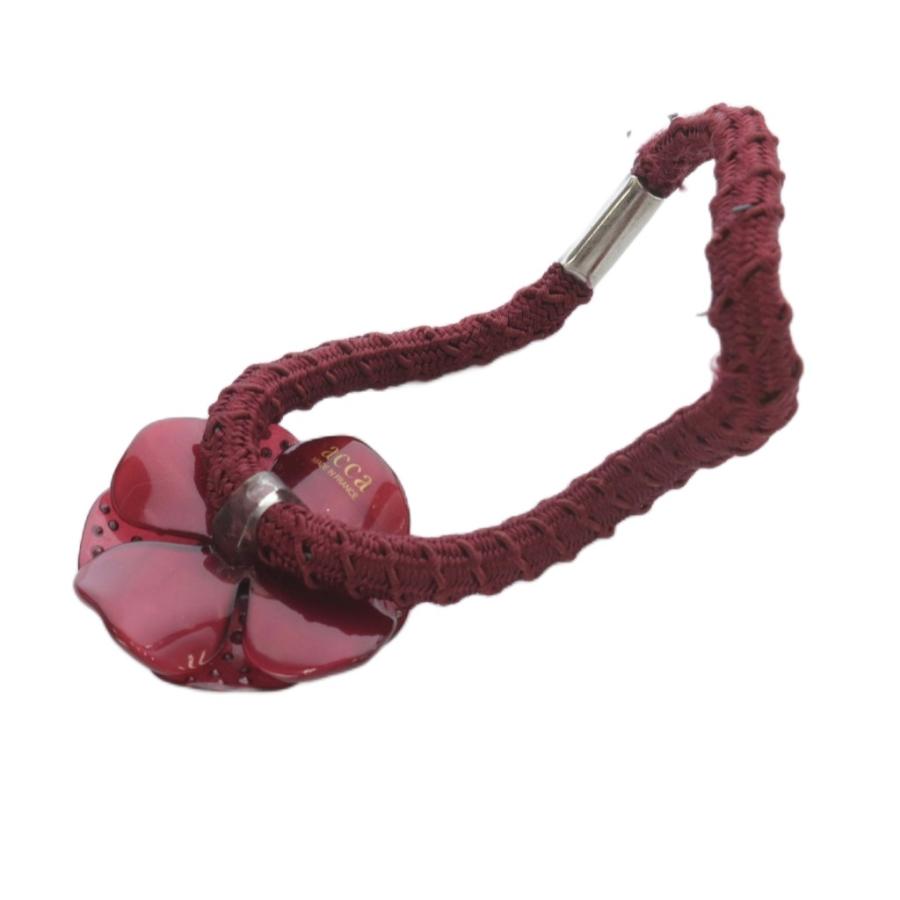 アッカ acca フラワーモチーフ ラインストーン ヘアゴム ボルドー /SR