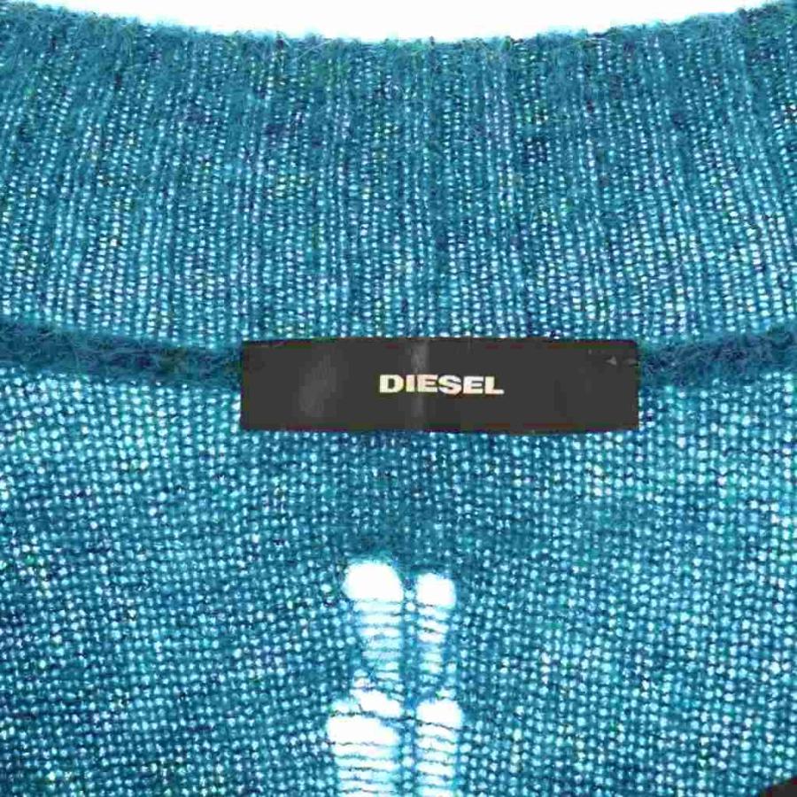 【新品】XXS ディーゼル ニット ダメージ加工 2WAY アルパカ ブルー DIESEL（ディーゼル） ダメージ加工 ニット セーター プルオーバー