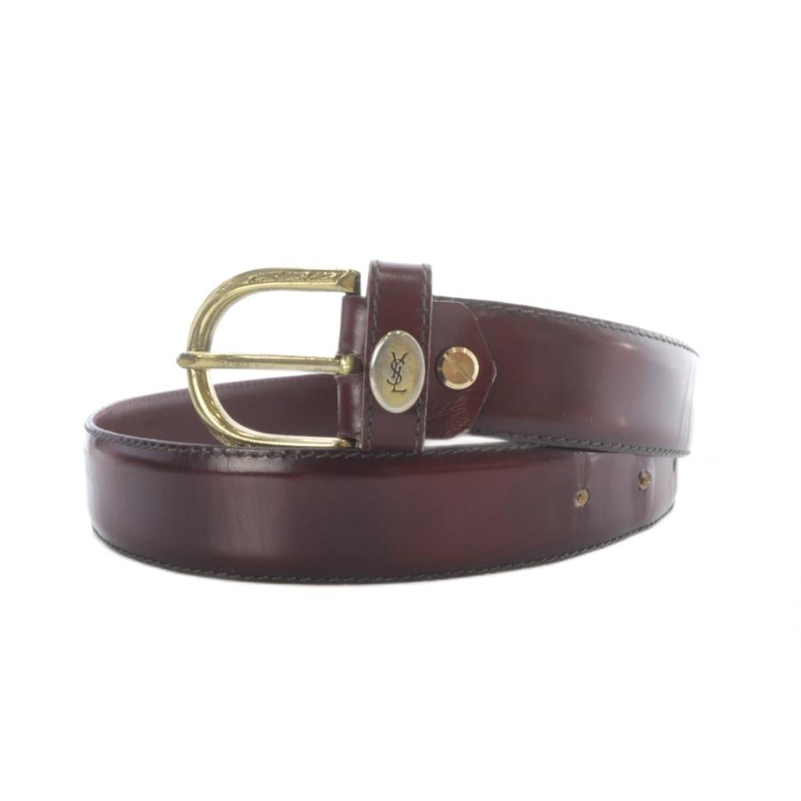 イヴサンローラン　YSL ベルト　茶色　ブラウン　レザー　金ロゴ　サンローラン イヴサンローラン YSL ベルト 茶色 ブラウン レザー 金ロゴ サン