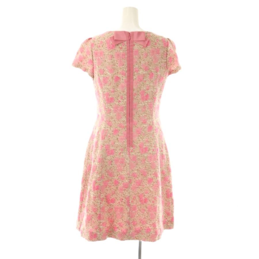 美品 M'S GRACY 花柄フレアワンピース ピンク サイズ38*ED1017 エムズグレイシー M'S GRACY 花柄 ツイード ワンピース 半袖 38 ピンク