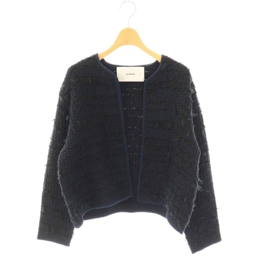 【中古】アダワス ADAWAS HPS別注 FRENGE TWEED JACKET ジャケット ノーカラー ツイード F ネイビー /HK ■OS アダワス ADAWAS HPS別注 FRENGE TWEED JACKET ジャケット ノーカラー