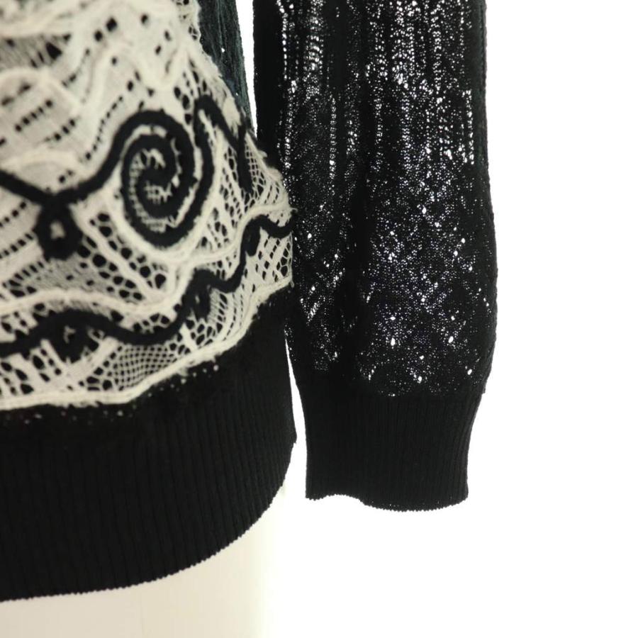 ユキトリイ YUKI TORII 切り替え刺繍カーディガン 38 ブラック