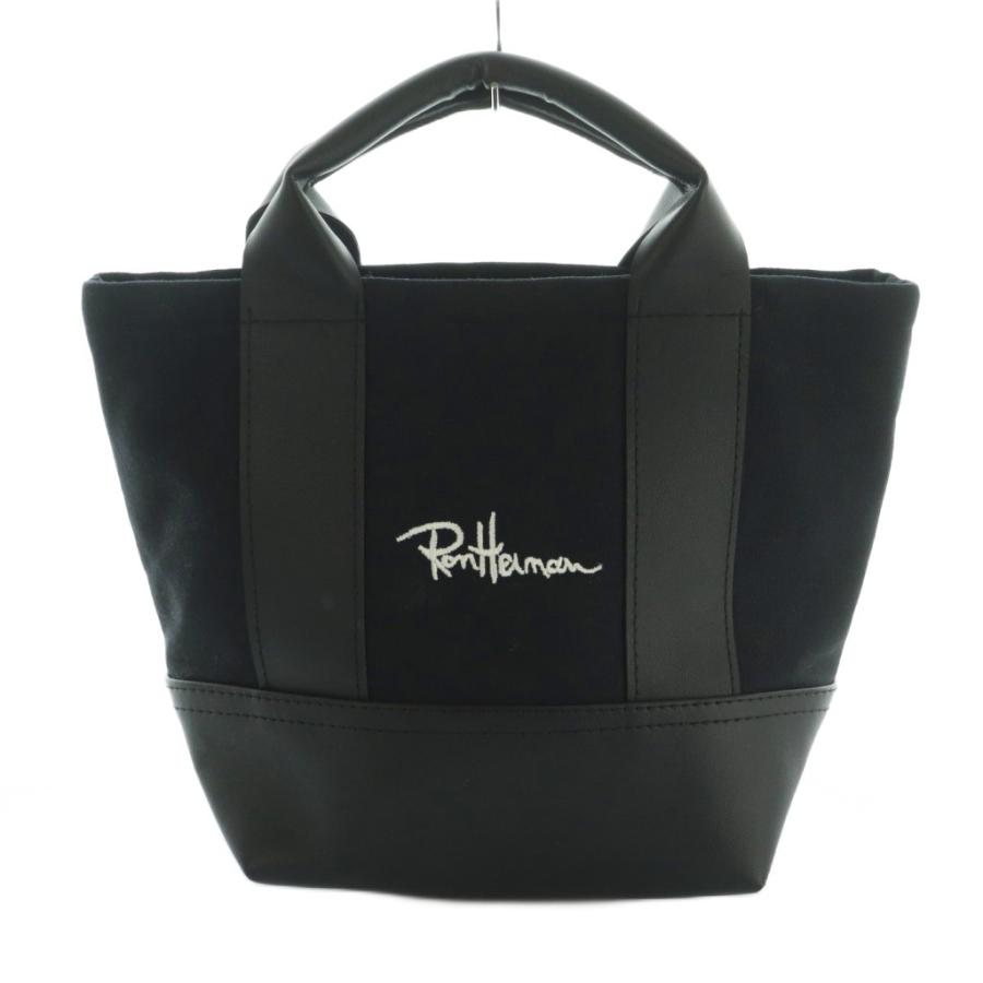 ロンハーマン ロゴ入り トートバッグ M新品未使用 ロンハーマン Ron Herman トートバッグ ロゴ刺繍 キャンバス 濃紺 黒
