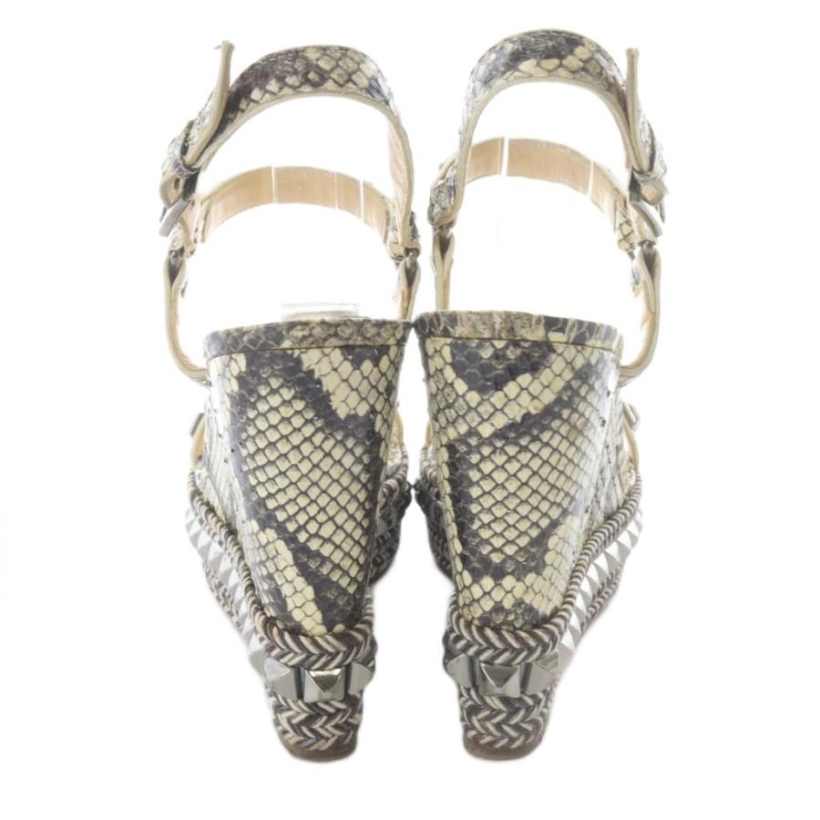 クリスチャンルブタン Christian louboutin パイソン柄 ロックスタッズ ウェッジソール サンダル 39 アイボリー 茶色 ブラウン /SR レディ_5