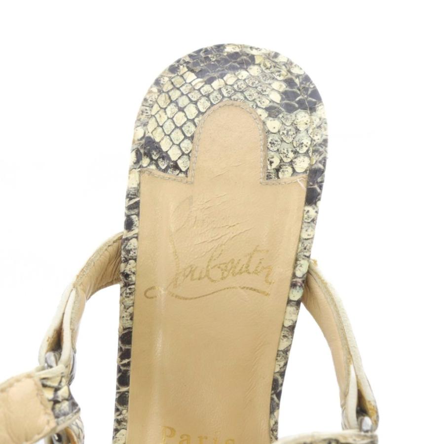 クリスチャンルブタン Christian louboutin パイソン柄 ロックスタッズ ウェッジソール サンダル 39 アイボリー 茶色 ブラウン /SR レディ_7