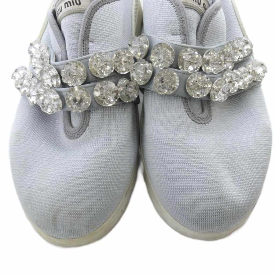 miu miu（ミュウミュウ） ビジュースニーカー ロゴ 38.5 水色 ライト