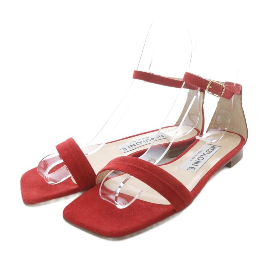 【中古】未使用品 ネブローニ BEAMS 別注 ストラップ フラットサンダル スクエアトゥ スエード 36 レッド /YO21 未使用品 ネブローニ Nebuloni BEAMS 別注 ストラップ フラット