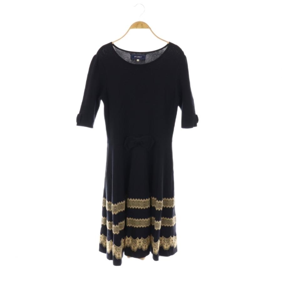 エムズグレーシー　40 ワンピース　刺繍 エムズグレイシー M'S GRACY リボン 刺繍ワンピース 五分袖 ロング 40