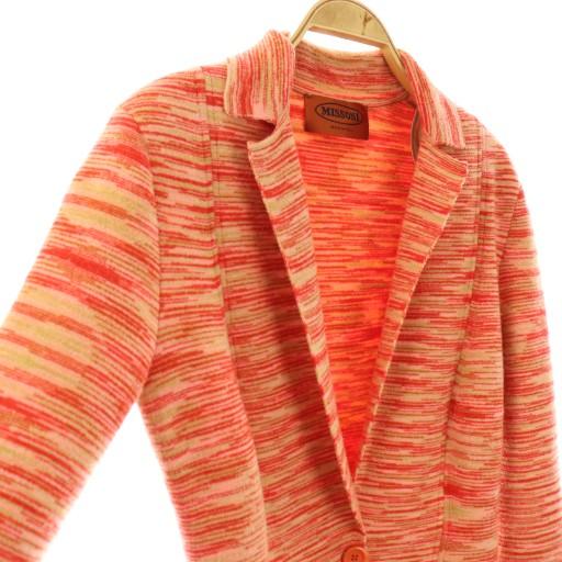 ミッソーニ MISSONI ニットジャケット テーラード 総柄 40 レッド /HK