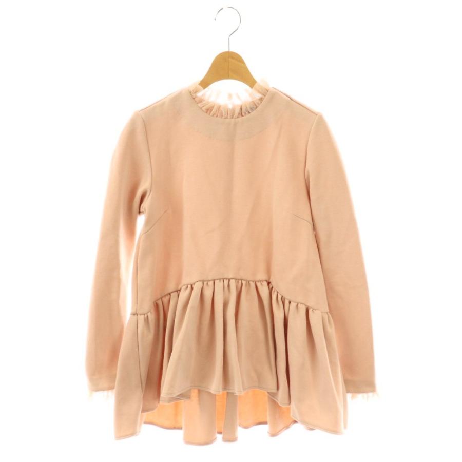 【中古】ツル バイ マリコオイカワ Queenie レース襟 ペプラムカットソー F ピンクベージュ /ES ■OS レディース ツル バイ マリコオイカワ TSURU by Mariko Oikawa Queenie レース襟