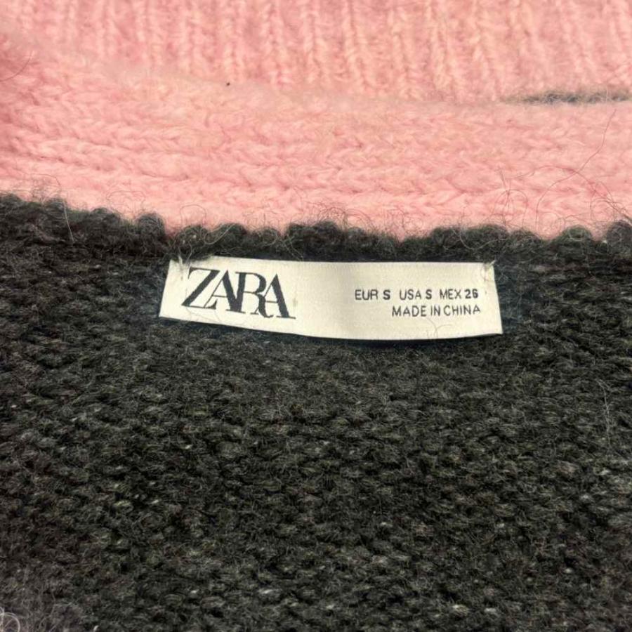 ZARA（ザラ） ニットカーディガン バイカラー 長袖 S 黒 ブラック
