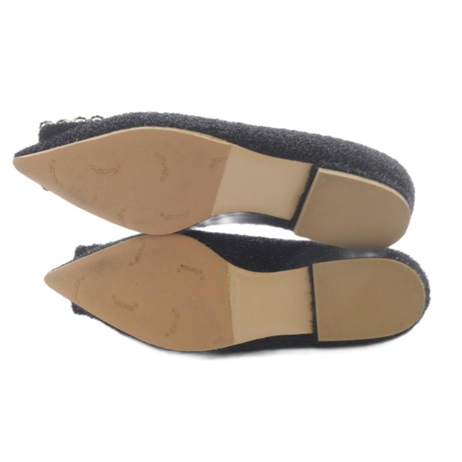 【中古】ピッピシック PIPPICHIC ANNA  Vカットビジューパンプス ポインテッドトゥ 37 黒 ブラック /SR レディース ピッピシック PIPPICHIC ANNA Vカットビジューパンプス ポインテッド