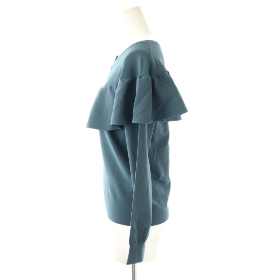 アナイ ANAYI ラッフルプルオーバー ニット カットソー 長袖 38 ブルー