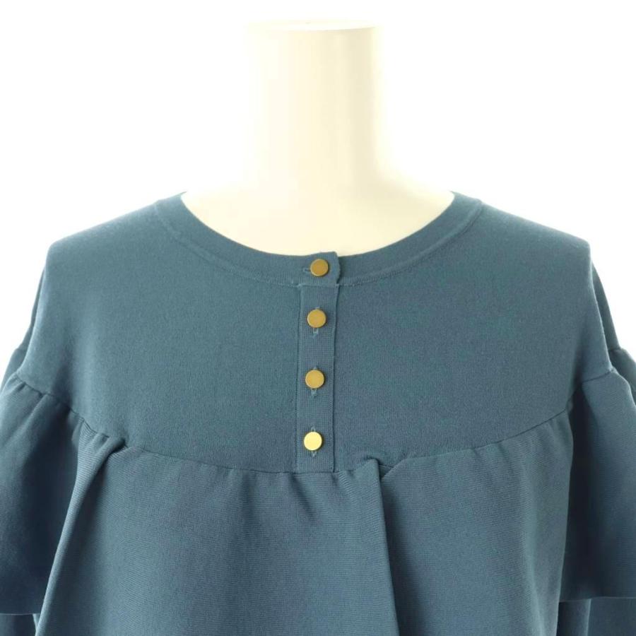 アナイ ANAYI ラッフルプルオーバー ニット カットソー 長袖 38 ブルー