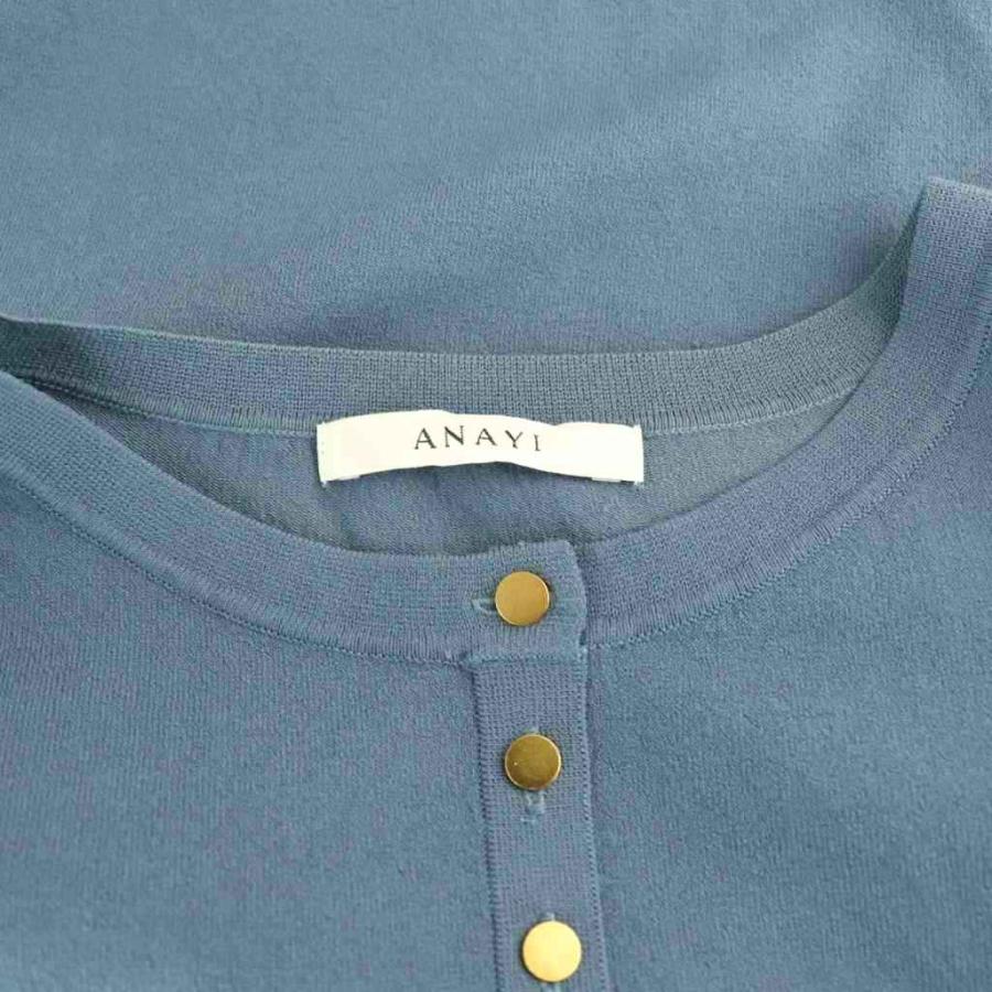 アナイ ANAYI ラッフルプルオーバー ニット カットソー 長袖 38 ブルー