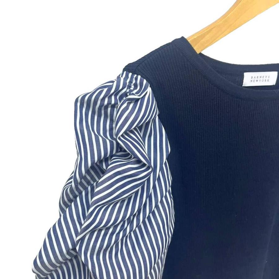 バーニーズニューヨーク BARNEYS NEW YORK 袖ストライプ ニット切替 