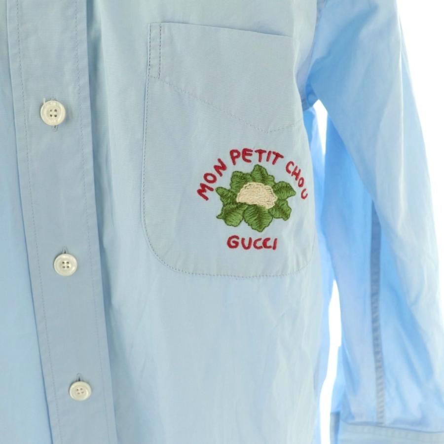 GUCCI（グッチ） 刺繍シャツワンピース ひざ丈 36 ライトブルー 660639