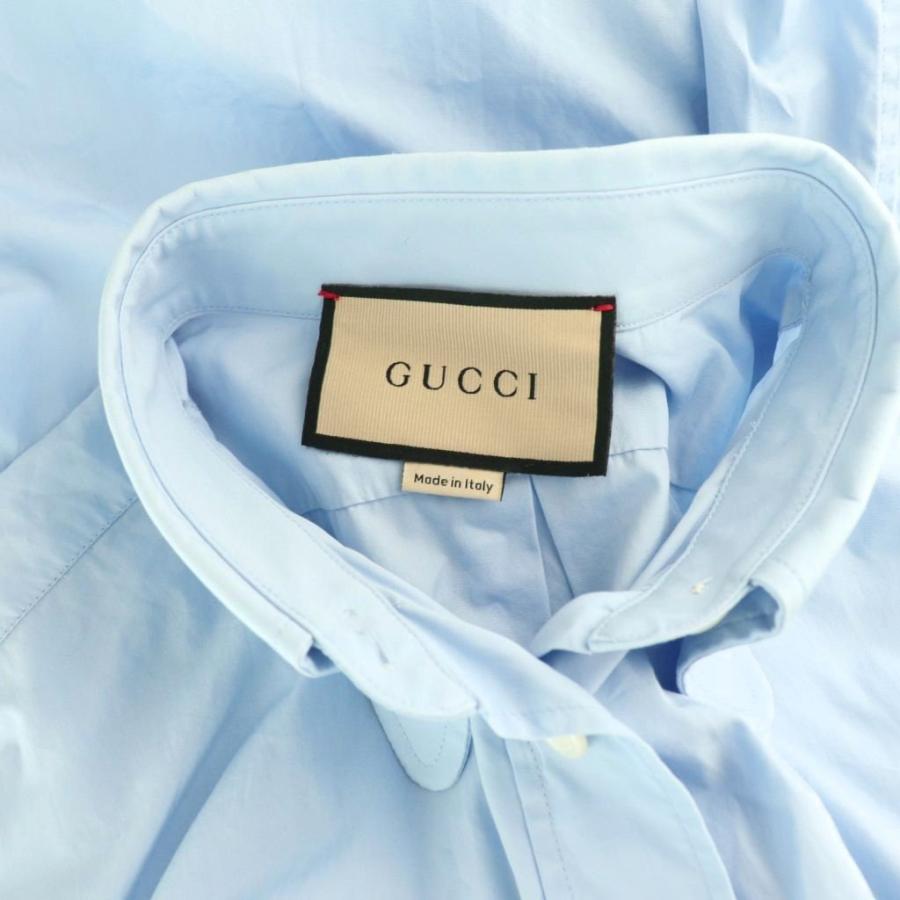 GUCCI（グッチ） 刺繍シャツワンピース ひざ丈 36 ライトブルー 660639