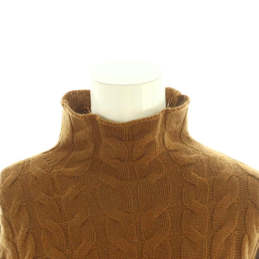 美品♪Theory セオリー ウールケーブル柄ニット S ブラウン茶 ハイネック theory（セオリー） Theory ROYAL WOOL HORSESHOE CABLE T ニット