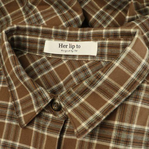 Her lip to ハーリップトゥ チェック シャツワンピース ロング 長袖 S