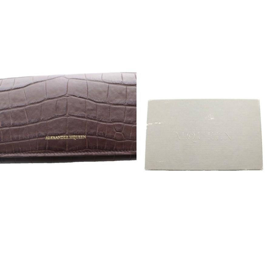 アレキサンダーマックイーン 長財布 クロコ型押し レザー パープルブラウン アレキサンダーマックイーン ALEXANDER MCQUEEN 長財布 クロコ型押し