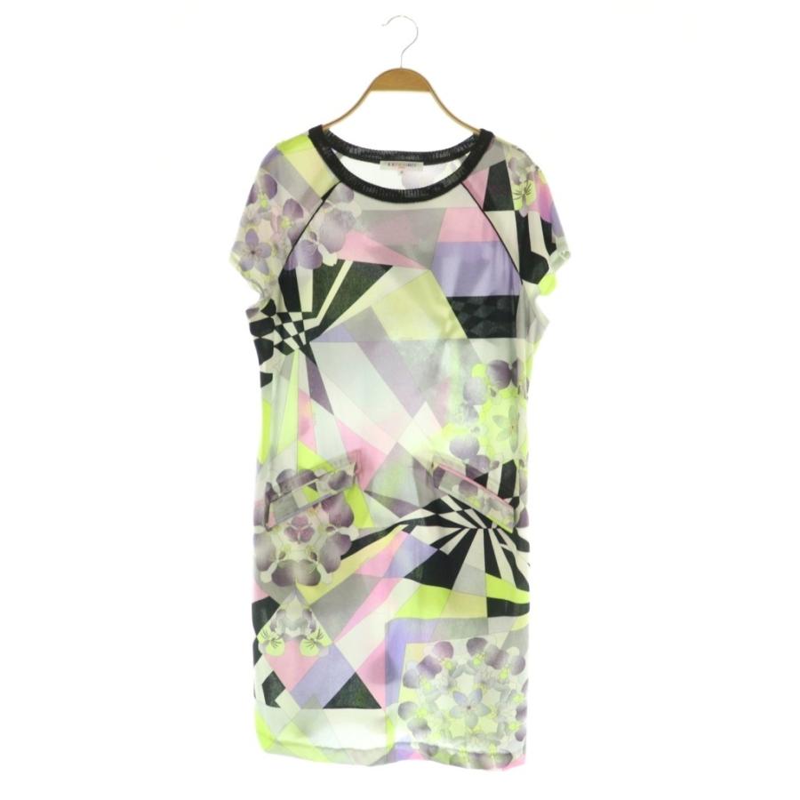 レオナールスポーツ LEONARD SPORT カンカン素材 総柄 ワンピース 半袖