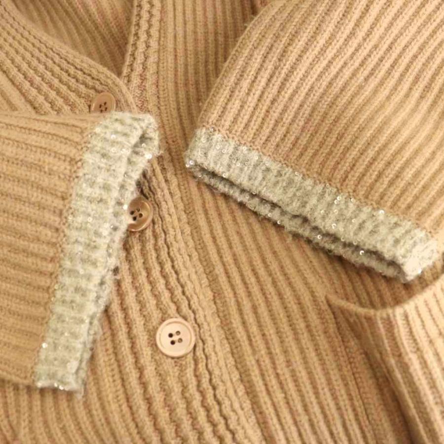 ドゥロワー Drawer 7G畦編みVネック カーディガン ニット カシミヤ混