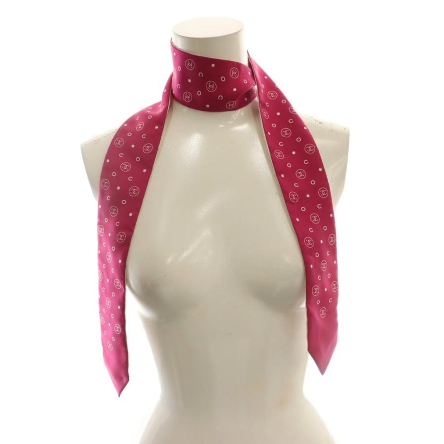CHANEL（シャネル） リボンスカーフ ココマーク ドット シルク ピンク