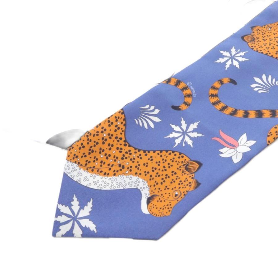 HERMES（エルメス） マキシツイリー LES LEOPARDS スカーフ 総柄 青