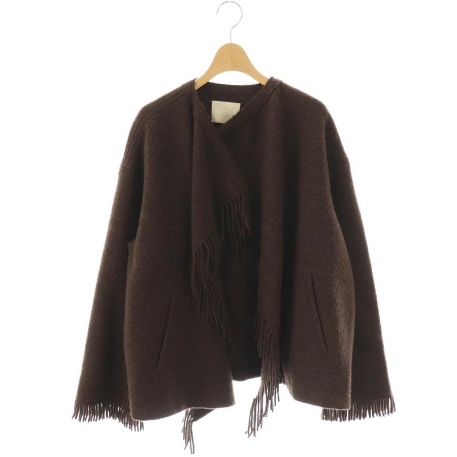 [超美品]Plage プラージュ フリンジ ポンチョ MANTECO社 ブラウン プラージュ Plage 23AW MANTECO フリンジ ポンチョ アウター 38