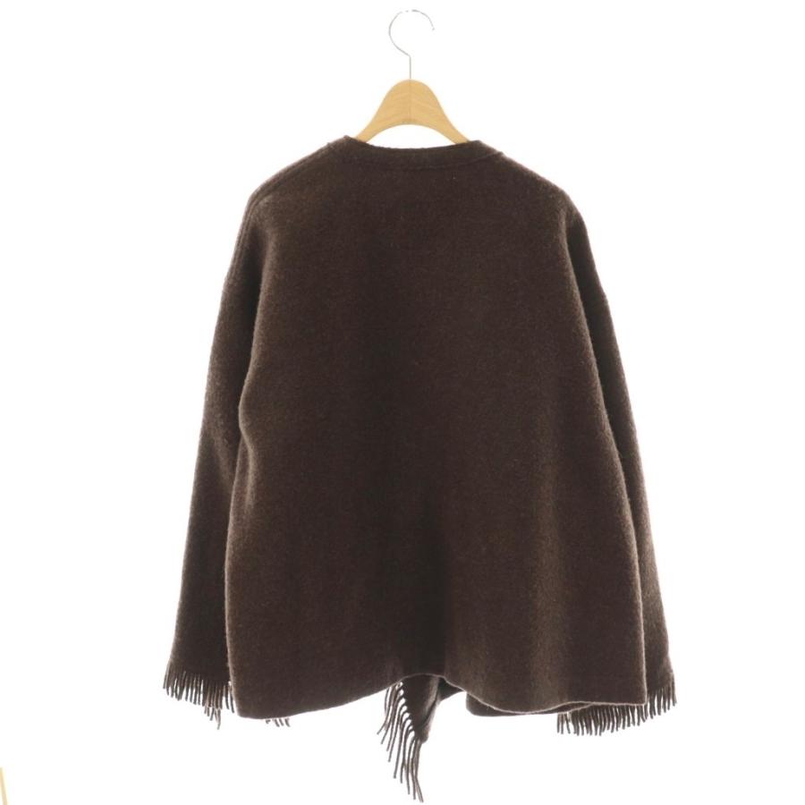 [超美品]Plage プラージュ フリンジ ポンチョ MANTECO社 ブラウン プラージュ Plage 23AW MANTECO フリンジ ポンチョ アウター 38