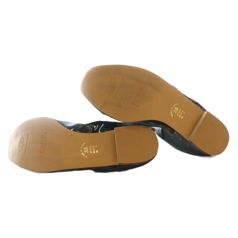 ファルファーレ farfalle バレエシューズ エナメル 38 24cm 黒