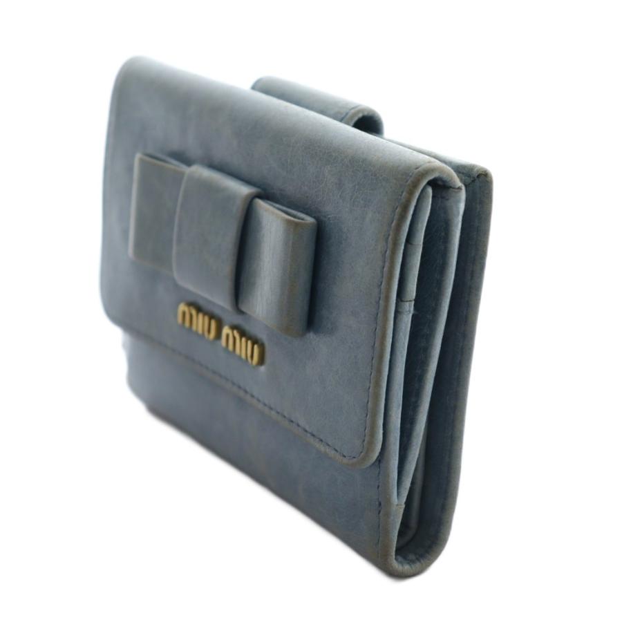 【極美品・箱付き】miu miu ミュウミュウ リボン ミニ 三つ折り財布 極美品 miu miu ミュウミュウ 三つ折り財布 ミニ財布 箱付き リボン