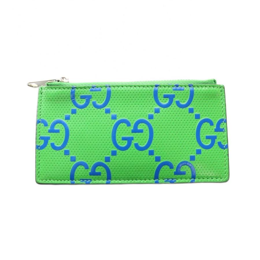 GUCCI（グッチ） GUCCI GGエンボス ジップ カードケース レザー 緑