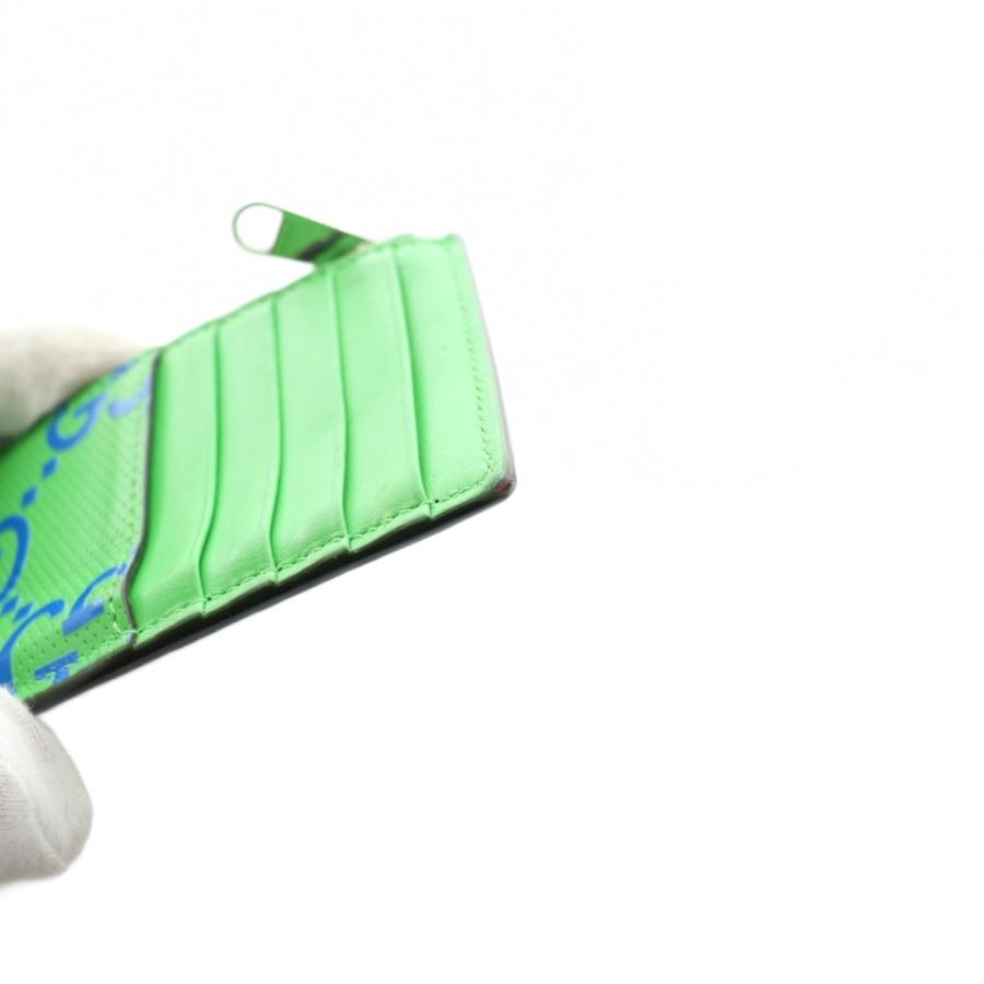 GUCCI（グッチ） GUCCI GGエンボス ジップ カードケース レザー 緑