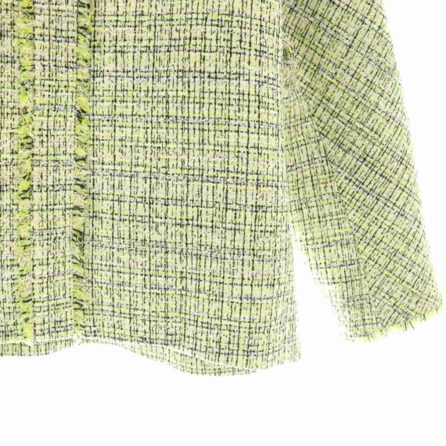 エブールebure プルームスパンコールツィード ノースリーブジャケット ebure - 美品 ebure プルームスパンコールツィード ノーカラー