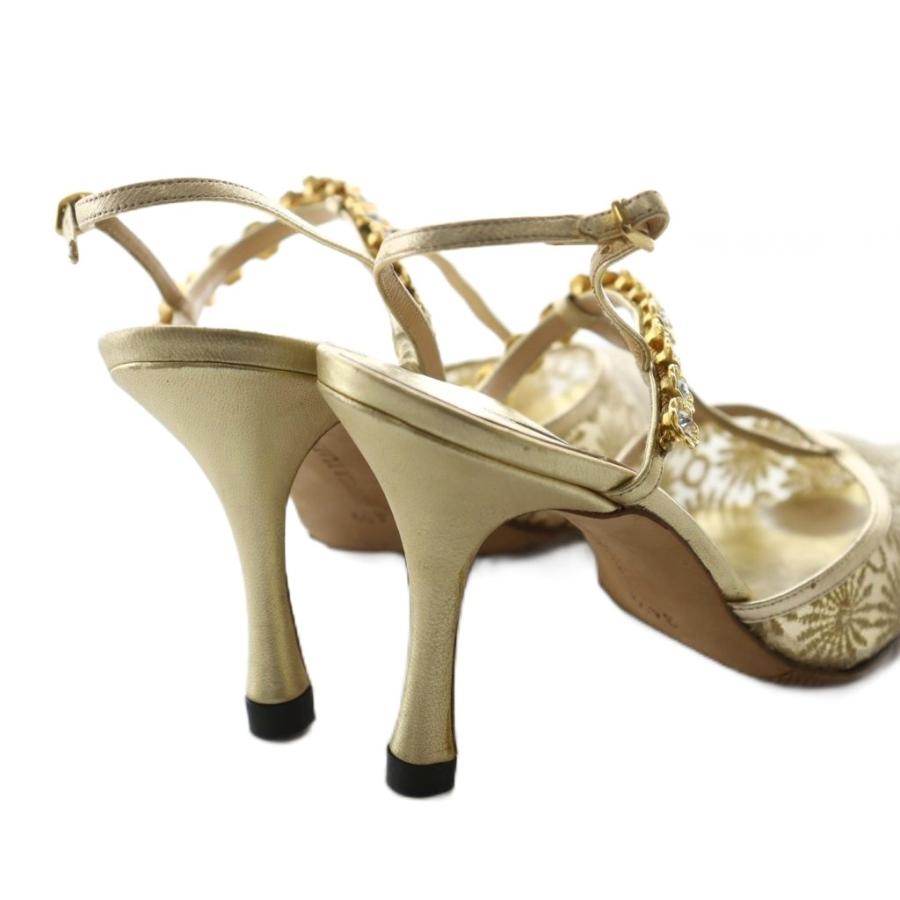 MANOLO BLAHNIK イエローサンダル マノロブラニク MANOLO BLAHNIK サンダル パンプス 34.5 ゴールド