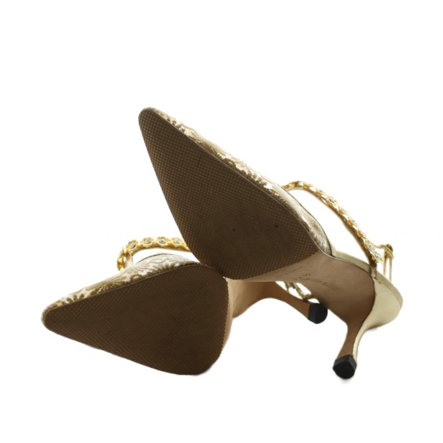 マノロブラニク MANOLO BLAHNIK サンダル パンプス 34.5 ゴールド