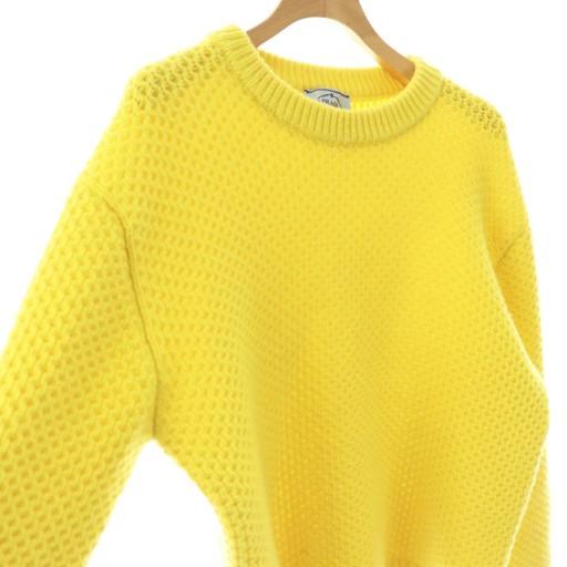 プラダ PRADA ヴァージンウールカシミヤワッフルニット セーター 38 イエロー P24T0A /DO ■OS レディースの画像