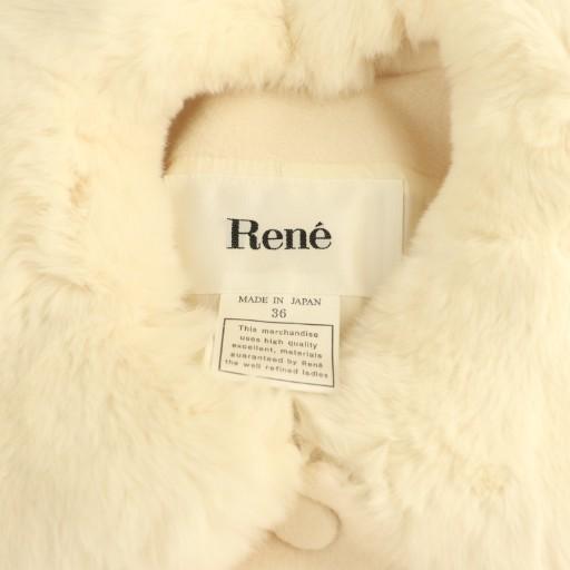 Rene（ルネ） レッキスファー襟付き アンゴラ混ウールフレアコート