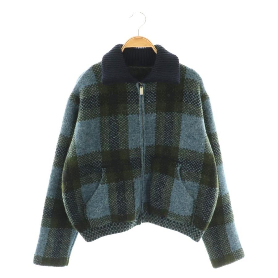 ZARA（ザラ） チェック柄ニットボンバージャケット ブルゾン M