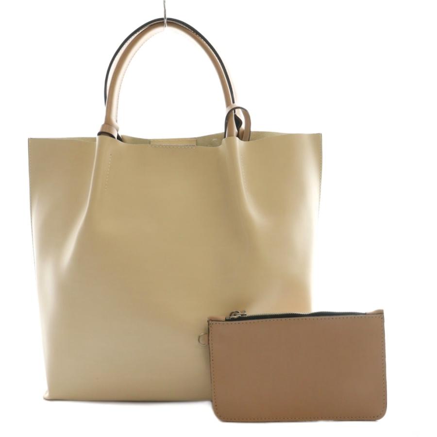 美品　ジャンニキアリーニ　バッグ　トートバッグ　ミニポーチ付き　ベージュ系 ジャンニキャリーニ GUM gianni chiarini トートバッグ ポーチ レザー